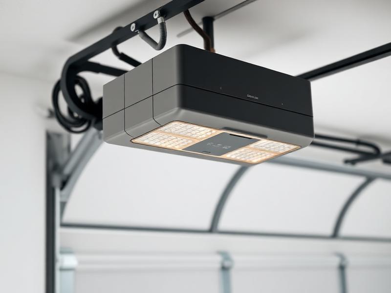 Modern garage door opener with surge protection features installed in Wilson NC home