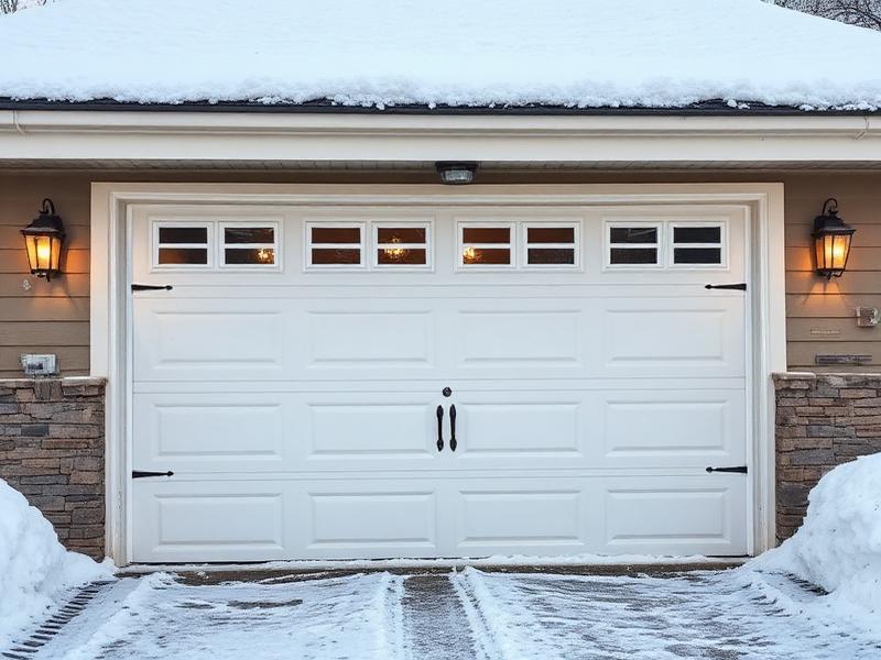 Insulated garage door on a home during winter weather in North Carolina